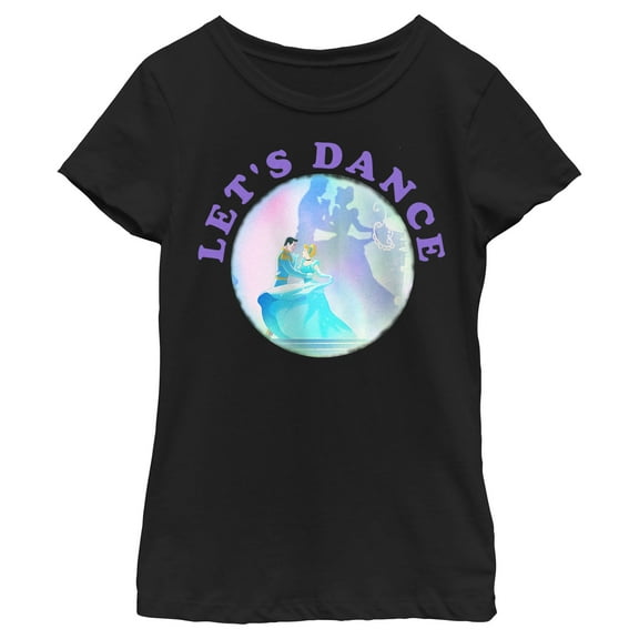 Girl's Cinderella Let's Dance Graphic Tee Black Small