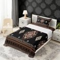 thumbnail image 2 of Erosebridal Bohemian Aztec Twin Sheet Sets, Black Brown Aesthetic Bedding, 3 Pieces 1 Flat Sheet, 1 Fitted Sheet and 1 Pillowcase, 2 of 5