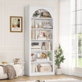 thumbnail image 3 of Homfa 6-Tier Bookcase with Arched Top and Pilasters, 72.8" H Accent Bookcase with Bark Grain Texture, White, 3 of 8