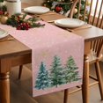 thumbnail image 5 of Christmas Tree Cotton Linen Table Runner for Dining Kitchen, Winter Pine Xmas Watercolor Snowflake Pink Wedding Outdoor Party Tablerunners Decoration, Dresser Scarf Coffee Tablecloth Runners 16"x72", 5 of 9