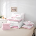 thumbnail image 6 of meiyoeat Pink Monogram Bow 7 Pieces Full Size Bedding Sets For Kids,Girls Ribbon Bowknot Letter C Full Size Bed in a Bag Bowtie Lovers,Pink Reversible, 6 of 7