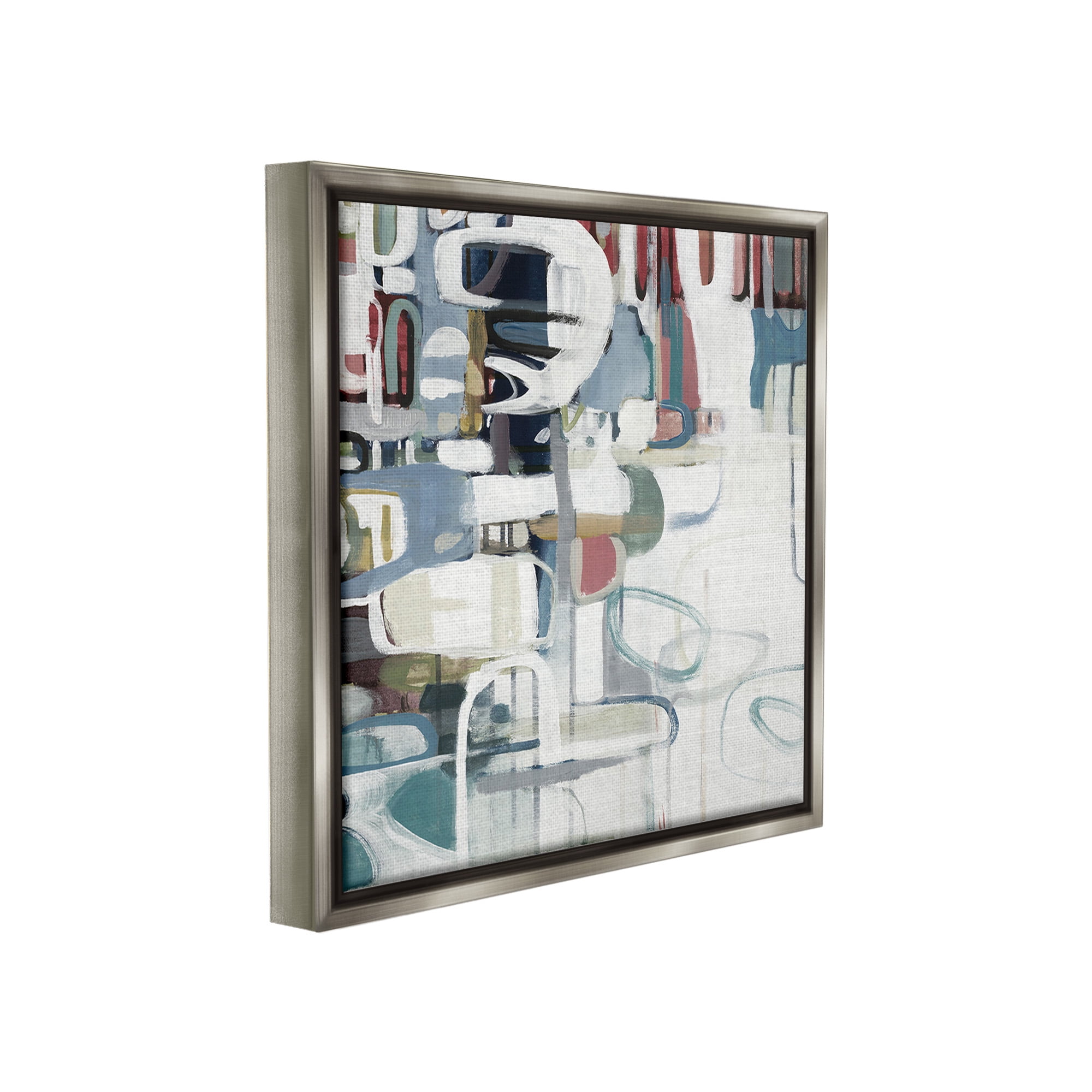 Stupell Industries Asymmetrical Abstract Forms Abstract Painting Gray Floater Framed Canvas Art Print Wall Art, 18 x 18