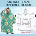 thumbnail image 4 of Oversized Wearable Blanket Hoodie,Turquoise Daisy Flower Yellow Centers Pattern Sherpa Blanket Hoodie with Super Pockets,Super Warm Fuzzy Pullover for Women & Men, 4 of 6
