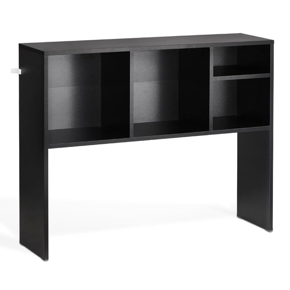 Desktop Bookshelf Desk Organizer, 37 Inch Wood Tabletop Storage Rack for Office and Dorm, 1-Tier Display Shelf with Non-Slip Pads, Black