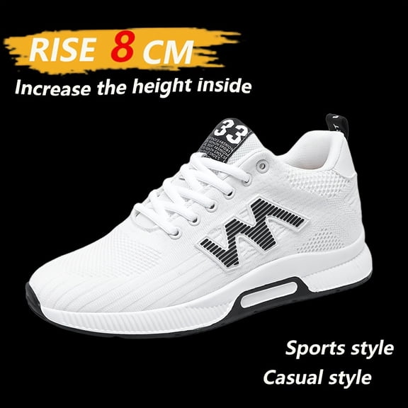 Men's 3.15inch Platform Height Increase Sneakers - with Cushioning Lift for, Gym, - - Wearable for Tall (Casual &) Breathable Low-Top Sneakers