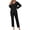 Black, variant on Women's Pajama Sets 2 Piece Soft Lounge Outfits Pajamas for Women Long Sleeve Pleated Lounge Outfits and Long Pant With Pockets