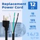 thumbnail image 2 of Cable de alimentación EP, paquete de 2 unidades, 12 pies, calibre 14, 15 A, 1875 W, 110-120 V, 2 of 8