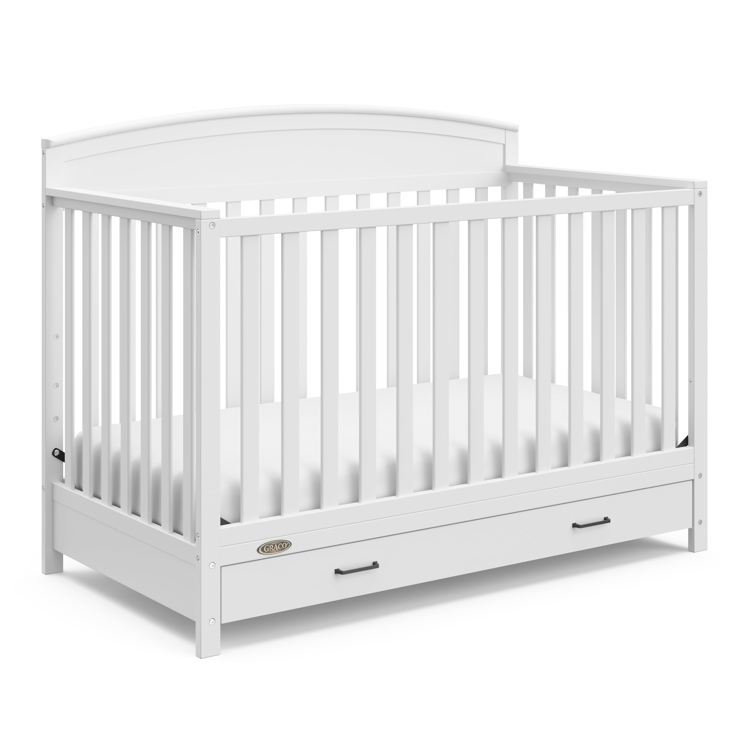 Graco Benton 5-in-1 Convertible Crib with Drawer and Premium Crib & Toddler Mattress Bundle, White