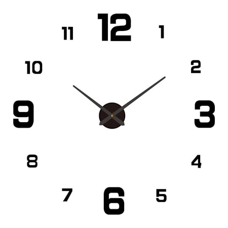 DIY 3 D Frameless Wall Clock with Luminous Dial, Drill Free, Silent, Acrylic, Number Stickers