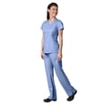 thumbnail image 1 of Maevn Eon Women's V-Neck Pocket Top & Full Elastic Zipper Pocket Cargo Pant Scrub Set, 1 of 5