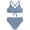 Blue, variant on Girls Two Piece V Neck Bikini Swimsuit Solid Color Adjustable Straps for Teens, Blue, Size 8-16Y
