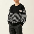 thumbnail image 6 of Tsivenald Boys Striped Sweatshirt Crewneck Long Sleeve Pullover Soft Casual Sweater for Toddler Boys 1-12 Years, Black, 6 of 7