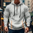 thumbnail image 2 of Men's Sweatshirt Hoodie Zipper Arm Pocket Cardigan Men's Sports Large Size Casual Hoodie L Light Gray, 2 of 4
