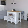 thumbnail image 5 of FM FURNITURE Theba Kitchen Island with 2 doors 3 shelves White Engineered Wood, 5 of 6