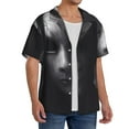 thumbnail image 4 of Cauagu Mystical Masked Figure Monochrome Men's Short Sleeve Button Down Hawaiian Shirt for Men Bowling Shirts Casual Summer Beach Shirt,X-Large, 4 of 6