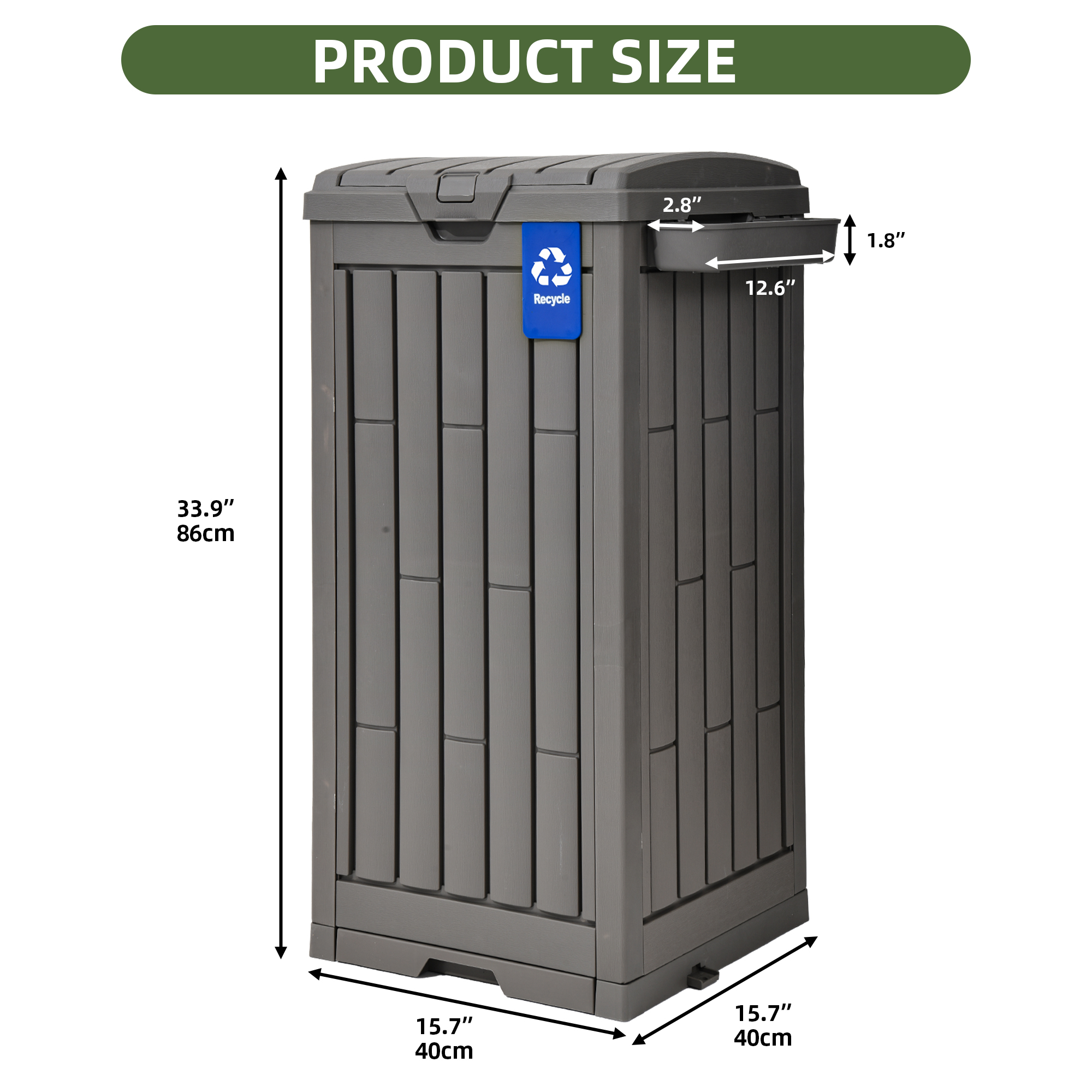 Uforic 38 Gallon Outdoor Trash Can, Set of 2 Resin Garbage Bins with Lids, Sorting Labels, Ash Holder, Stakes & Suction Cups, Outdoor Waste Storage for Patio Backyard Garden, Light Brown