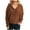 Brown, variant on Women's Half Zip Fluffy Fuzzy Sweatshirt, Loose Stand Collar Long Sleeve Trendy Soft Pullover Crop Sweater Outerwear