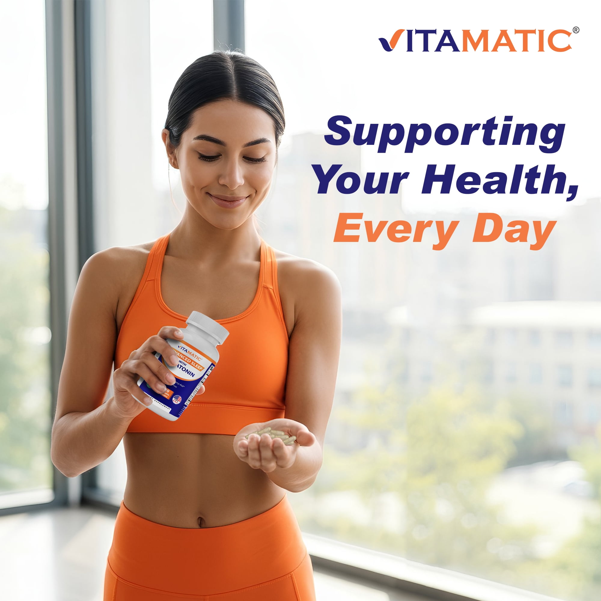 Vitamatic Advanced Sleep Aid with Melatonin - 120 Vegetable Capsules - Made with B6, Magnesium, L-Theanine, L-Tryptophan, 5-HTP, GABA, Valerian, Chamomile, Passion Flower, Ashwagandha & Black Pepper
