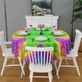 thumbnail image 2 of Colorful Tie Dye Star Flower Pattern Round Tablecloth 60"x60",Wrinkle Wipeable Table Cloth for Kitchen Dining Room Picnic Patio Party, 2 of 6