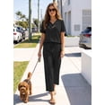 thumbnail image 5 of MOYIKO 2 Piece Sets for Women Casual Summer Travel Vacation Outfits Short Sleeve Tops Wide Leg Pants with Pockets Lounge Sets, 5 of 7