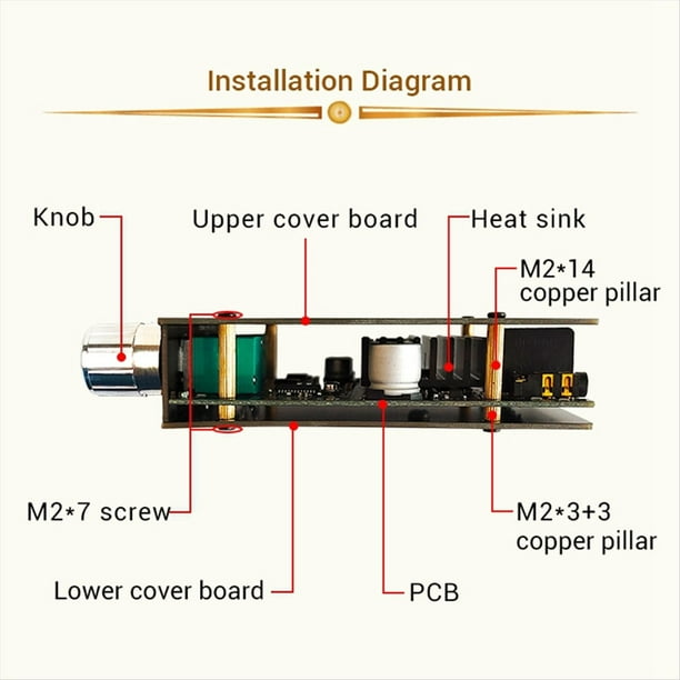 -1002MT Placa Amplificadora de Potencia Bluetooth 5.0 Kit de Placa Amplificadora de Canal de 100 W con Control de Aplicación de Protección Cortocircuitos