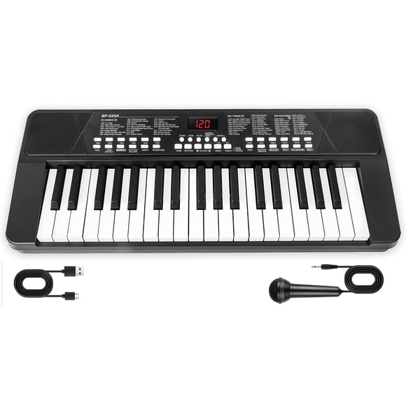 Clavier Piano 37 Touches pour Débutants - Batterie Rechargeable Intégrée (1200mAh) Instrument de Musique Électronique avec Micro Écran LED