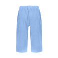 thumbnail image 6 of HKYNLAG Bermuda Shorts for Women Comfy Knee Length Cotton Linen Shorts Loose Drawstring Waisted Shorts Solid Color Beach Pants with Pockets Sky Blue S, 6 of 7