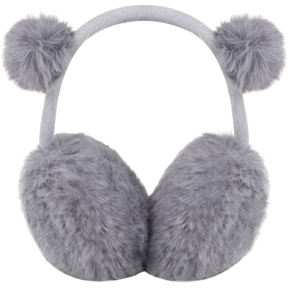 LNKOO Fluffy Earmuffs, Faux Fur Fluffy Earmuffs, Winter outdoor earmuffs for girls of all ages, Gray