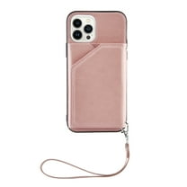Dteck Phone Case for iPhone 13 Pro Max 6.7 inch,Luxury PU Leather Flip Back Card Slots Holder Shockproof Detachable Lanyard Adjustable Strap Slim Cover.For iPhone 13 Pro Max,Rosegold
