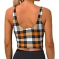 thumbnail image 4 of Uemuo Orange Plaid Pattern Women's Sports Bra - High Impact Support, Breathable, and Comfortable Athletic Bra for Running, Yoga, and Workouts, 4 of 9