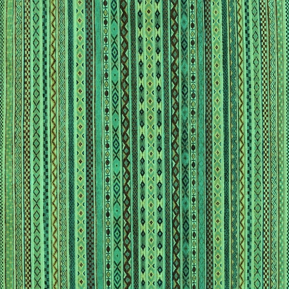 Ahgly Company Indoor Square Oriental Turquoise Blue Modern Area Rugs, 7' Square