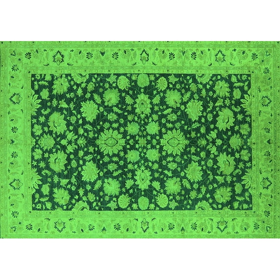 Ahgly Company Indoor Rectangle Oriental Green Industrial Area Rugs, 2' x 3'