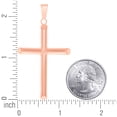 thumbnail image 2 of 925 Sterling Silver Rose-tone Unisex Cross Religious Charm Pendant Necklace 19.5x14.7mm Wide Pendant for Women, 2 of 2