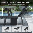 thumbnail image 3 of 29.5" Wide Folding Outdoor Chaise Lounge Chair with Removable Cushion and Side Pocket, 5-Position Adjustable Backrest Mesh Sun Lounger for Patio, Beach, Camping, Dark Grey, 3 of 7