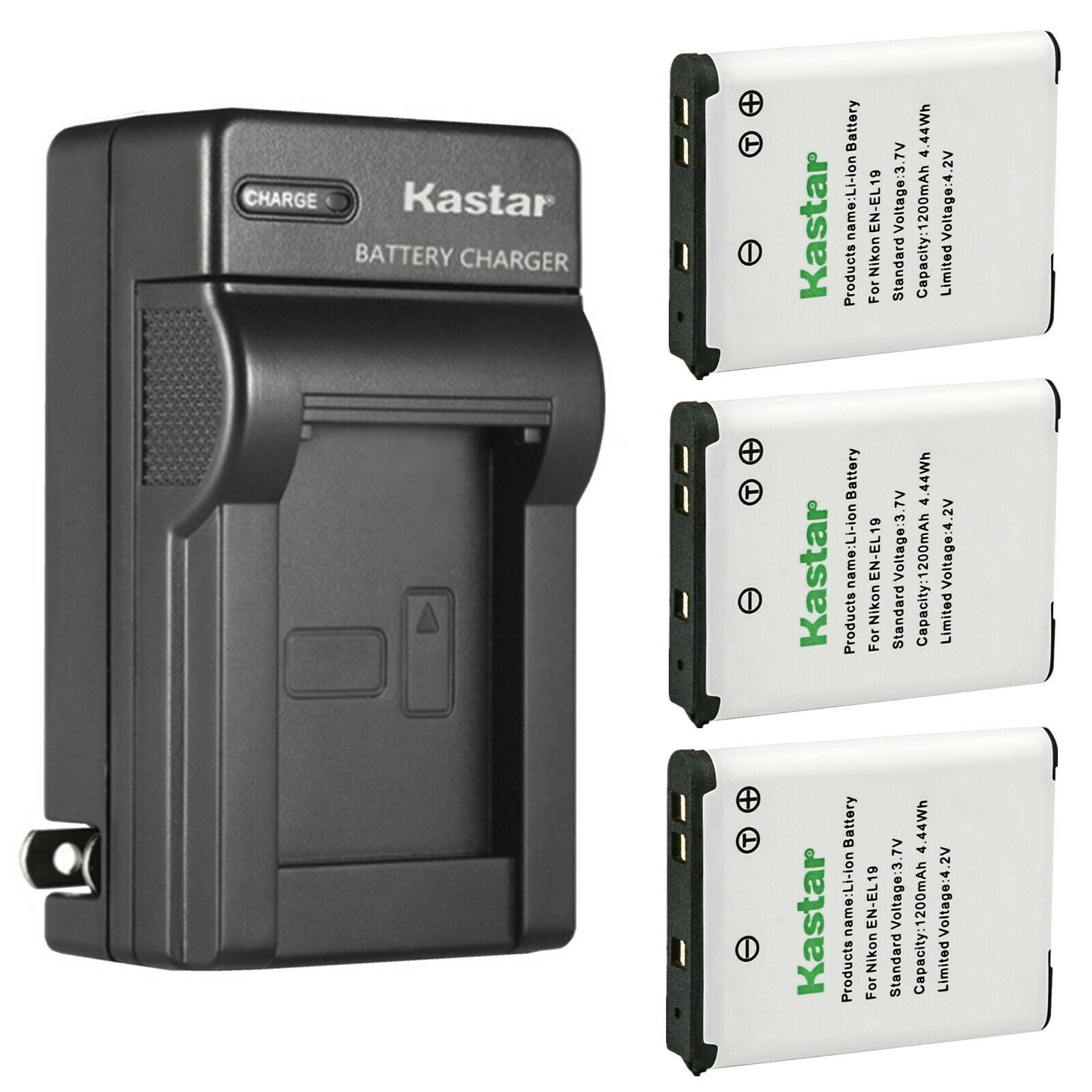 Kastar 3Pack ENEL19 Battery and AC Wall Charger Replacement for Nikon
