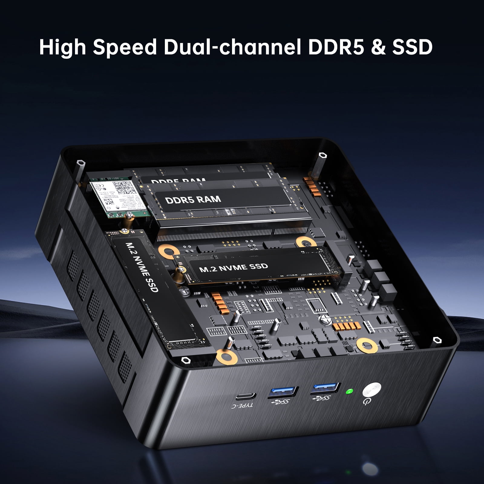 Thdeukoty Mini PC, Desktop Computer Core i9-12900H, 14 Cores Upto 5.0GHz, Win 11 Pro(TPM 2.0), 64G DDR5 RAM 4T SSD, HDMI/DP/USB4.0/WiFi6E/BT5.3, VESA