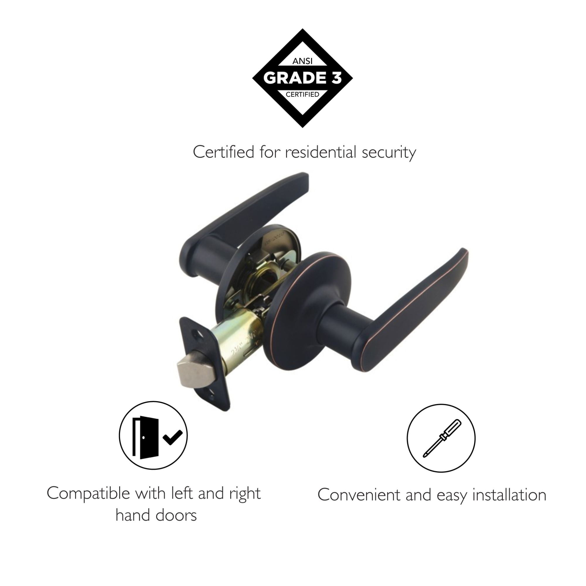 Design House Delavan Passage Hall and Closet Door Lever, Oil Rubbed Bronze