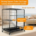 thumbnail image 4 of Flylapdo Iron Wire & Frame Cat Kennel 2-Tier Small-Cat Cages with Wheels & Ladder 37.4"x21.7"x28", 4 of 7