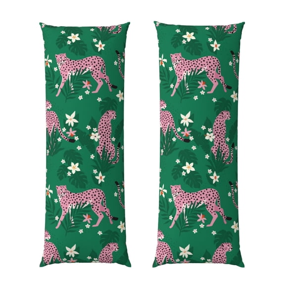Picia Tropical Leopard Body Pillow Cover - Super Soft Microfiber 20x54 Body Pillow Case - Envelope Closure, Wrinkle, Stain Resistant Body Pillow Cover,Elegant Bedding
