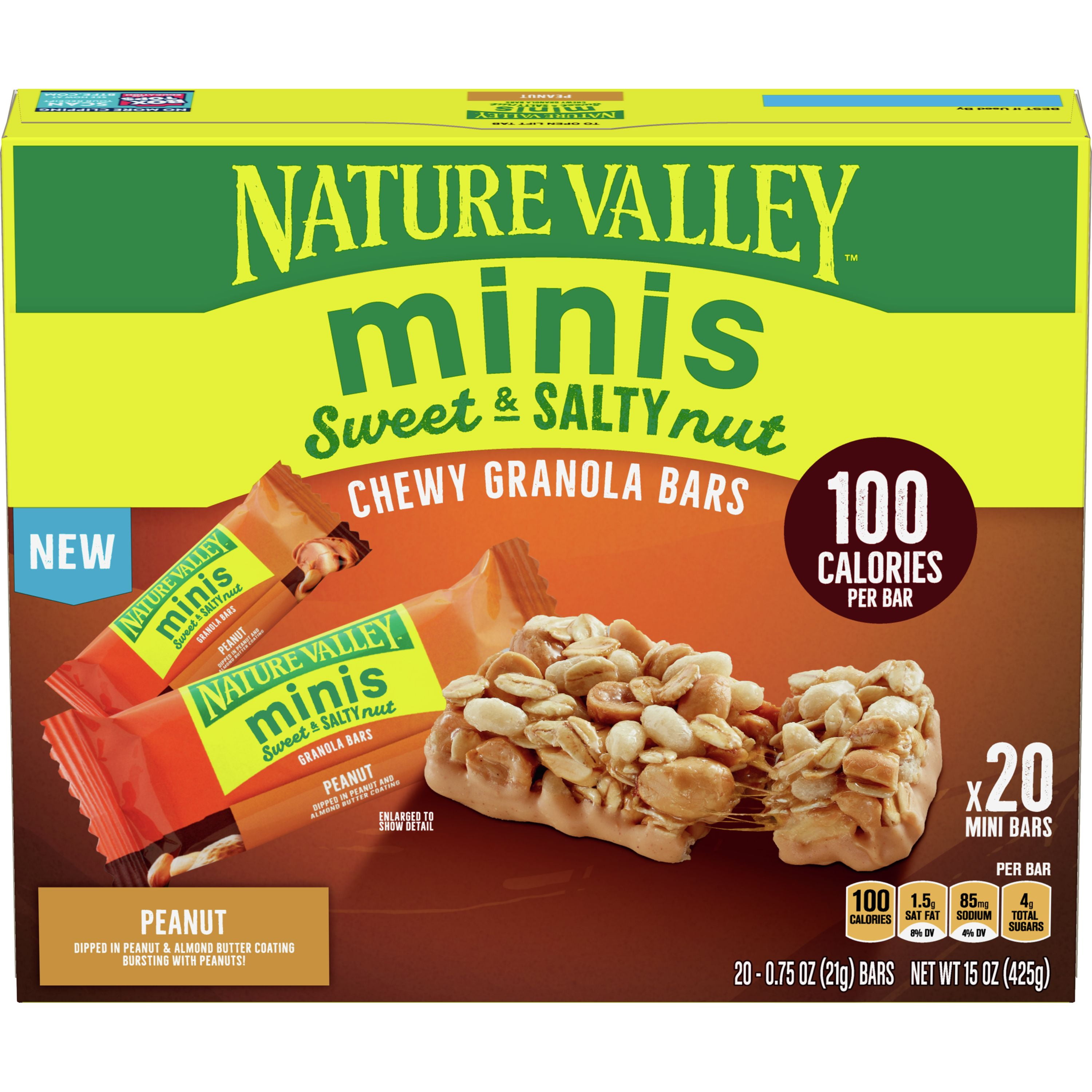 Nature Valley Minis Sweet & Salty Nut Chewy Granola Bars, Peanut, 100