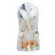 thumbnail image 3 of Gibobby Chaquetas y abrigos para mujer Bolsillos de mujer para primavera y otoño Estampado floral Sin mangas Solapa Chaqueta de traje informal (Blanco, M), 3 of 4