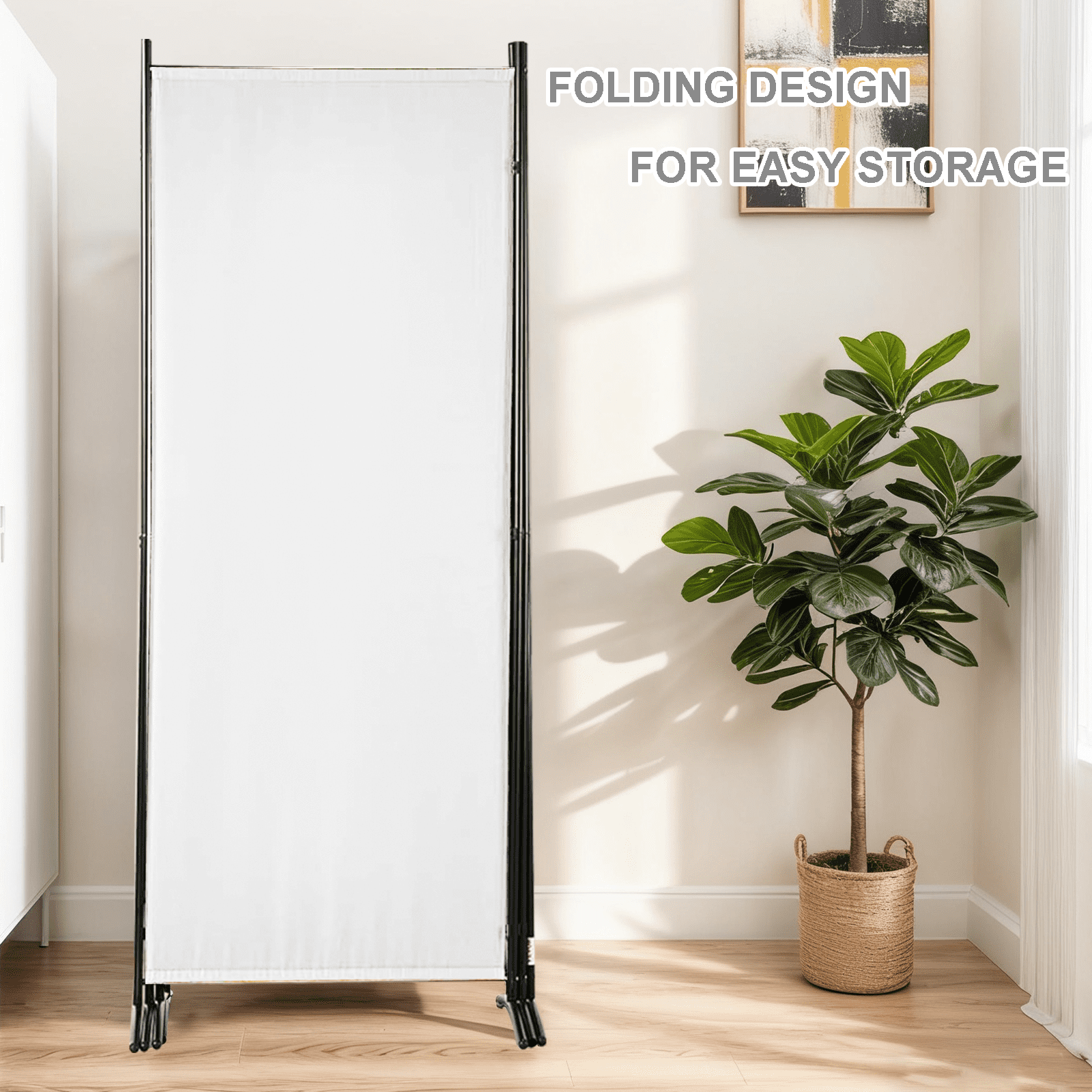Gaildon 84”W×67”H 6-Pane Portable Folding Privacy Room divider,White