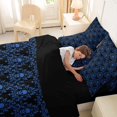 thumbnail image 5 of Homewish Death Skull Skeleton 7-Piece Twin Bedding,Retro Damask Bedding Comforter Set,Black Blue,Halloween Bed Set,Black Reversible, 5 of 8