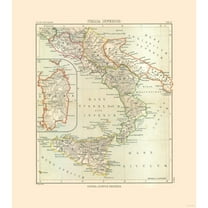 Historic Map - Italy South - Perthes 1896 - 23 x 25.95 - Vintage Wall Art