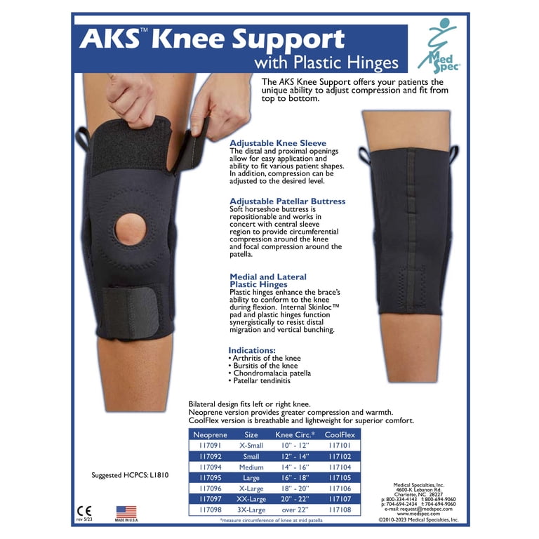 MedSpec AKS™ Knee Support with Plastic Hinges, Large / Neoprene