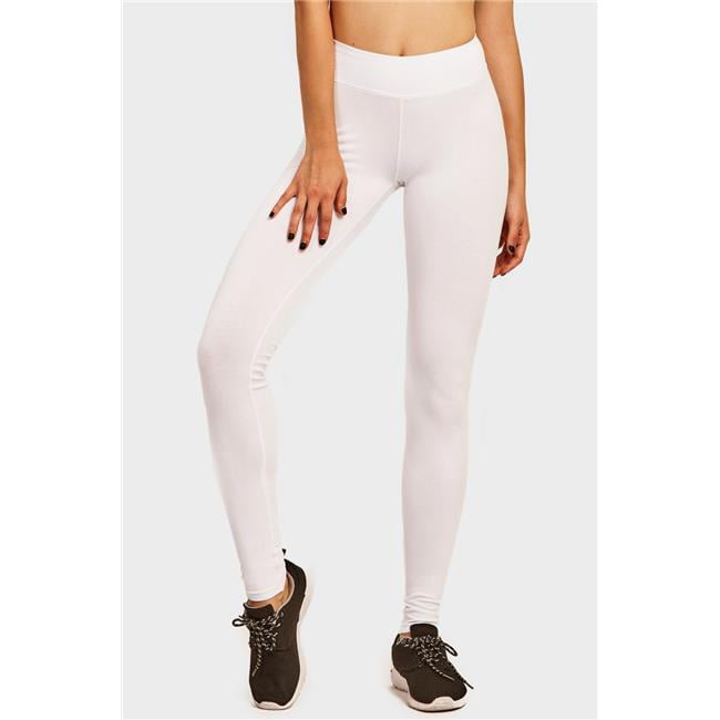 Sofra WP4000-WHT-MD Womens Cotton Blend Stretch Leggings, White ...