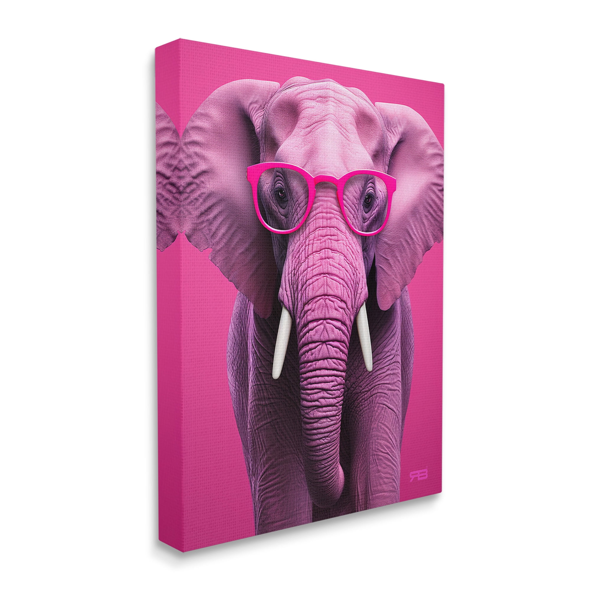 Stupell Industries Vivid Pink Elephant Animals & Insects Painting Gallery Wrapped Canvas Art Print Wall Art, 24 x 30