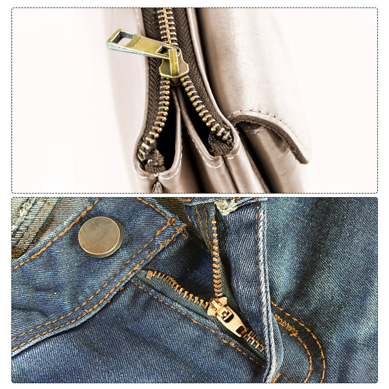 16 Sets Brass Zipper Slider Retainers, #10 Zippers Replacement for Bags Coats Jackets, Light Golden, Size: #3