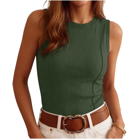 SwiftWear Women Summer Ribbed Tank Top Fitted Pullover Basic Shirt Workouts Cute Spring Going Out Sleeveless Tops