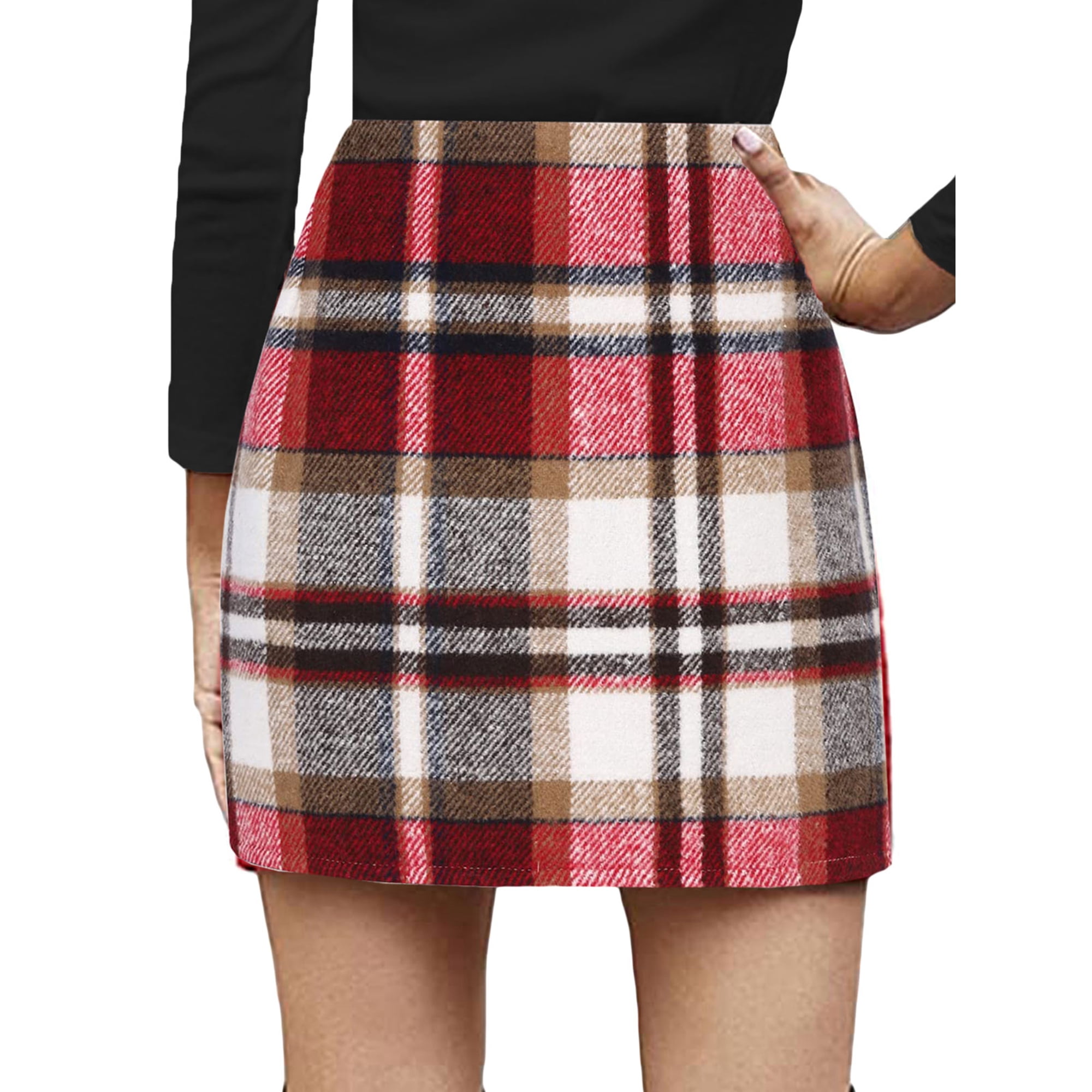 High waist plaid bodycon mini skirt hotsell